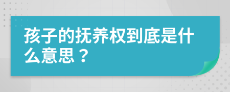 孩子的抚养权到底是什么意思？