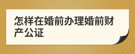 怎样在婚前办理婚前财产公证