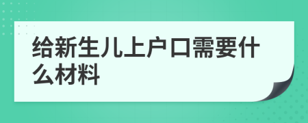 给新生儿上户口需要什么材料