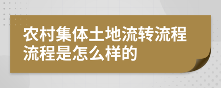 农村集体土地流转流程流程是怎么样的