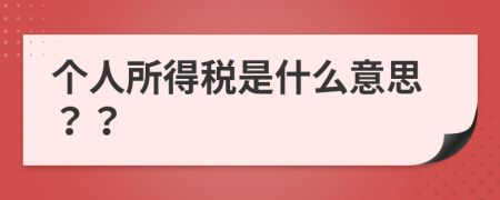 个人所得税是什么意思？？