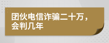 团伙电信诈骗二十万，会判几年