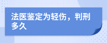 法医鉴定为轻伤，判刑多久