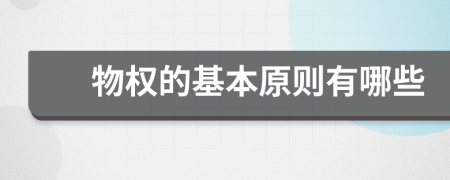 物权的基本原则有哪些