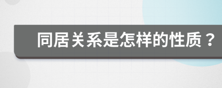 同居关系是怎样的性质？