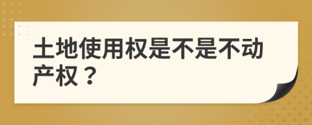 土地使用权是不是不动产权？