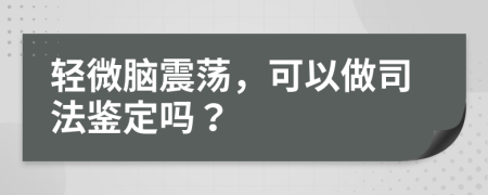 轻微脑震荡，可以做司法鉴定吗？