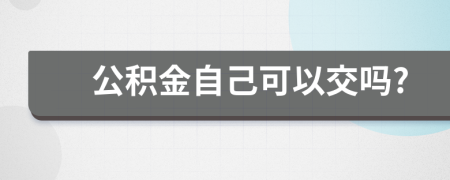 公积金自己可以交吗?