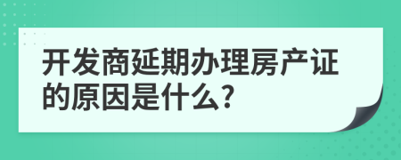 开发商延期办理房产证的原因是什么?