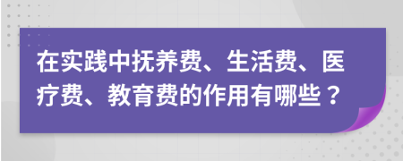 在实践中抚养费、生活费、医疗费、教育费的作用有哪些？