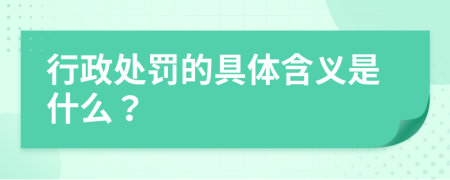 行政处罚的具体含义是什么？