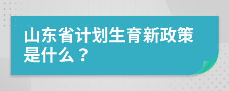 山东省计划生育新政策是什么？