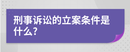 刑事诉讼的立案条件是什么?