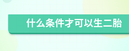 什么条件才可以生二胎