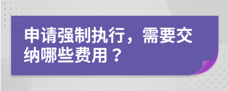 申请强制执行，需要交纳哪些费用？