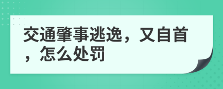 交通肇事逃逸，又自首，怎么处罚