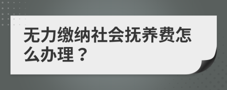 无力缴纳社会抚养费怎么办理？