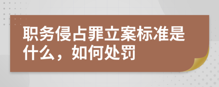 职务侵占罪立案标准是什么，如何处罚