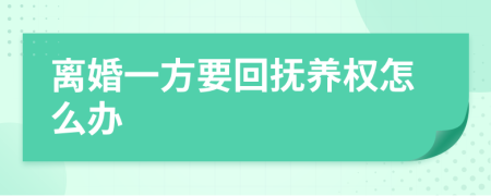 离婚一方要回抚养权怎么办