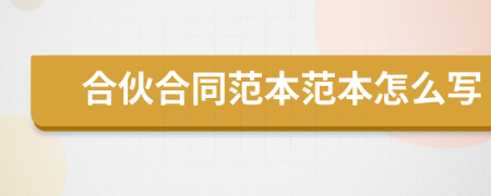 合伙合同范本范本怎么写