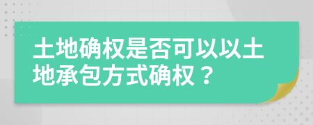 土地确权是否可以以土地承包方式确权？