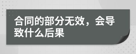 合同的部分无效，会导致什么后果