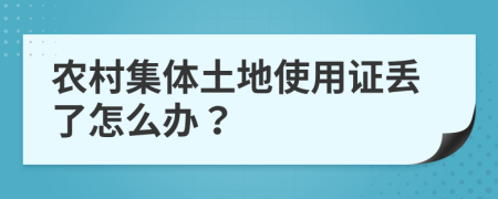 农村集体土地使用证丢了怎么办？