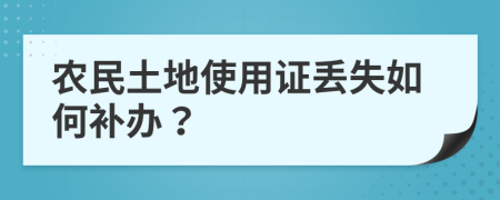 农民土地使用证丢失如何补办？