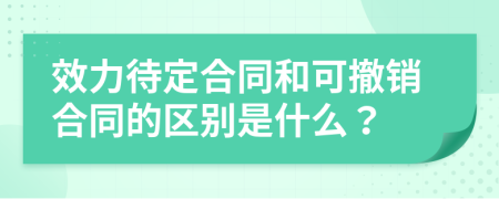 效力待定合同和可撤销合同的区别是什么？