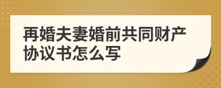 再婚夫妻婚前共同财产协议书怎么写