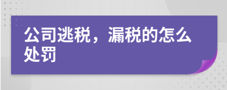 公司逃税，漏税的怎么处罚