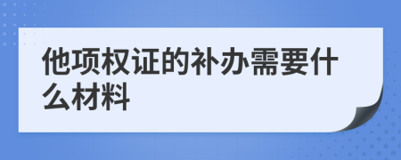 他项权证的补办需要什么材料