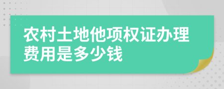 农村土地他项权证办理费用是多少钱