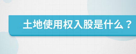 土地使用权入股是什么？