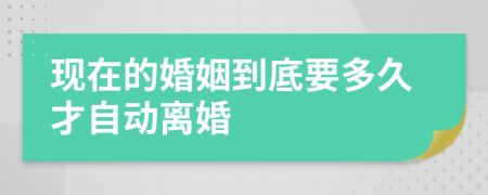 现在的婚姻到底要多久才自动离婚