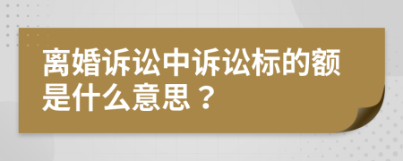 离婚诉讼中诉讼标的额是什么意思？