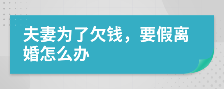 夫妻为了欠钱，要假离婚怎么办