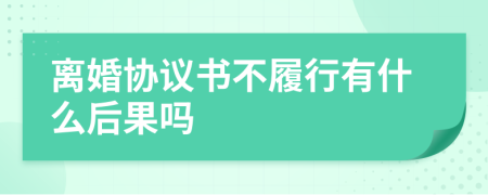 离婚协议书不履行有什么后果吗