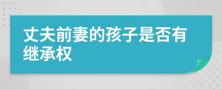 丈夫前妻的孩子是否有继承权