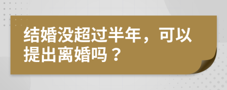 结婚没超过半年，可以提出离婚吗？