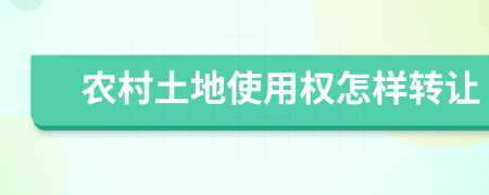 农村土地使用权怎样转让