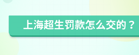 上海超生罚款怎么交的？