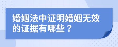 婚姻法中证明婚姻无效的证据有哪些？