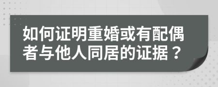 如何证明重婚或有配偶者与他人同居的证据？