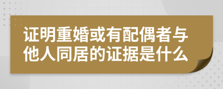 证明重婚或有配偶者与他人同居的证据是什么