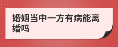 婚姻当中一方有病能离婚吗