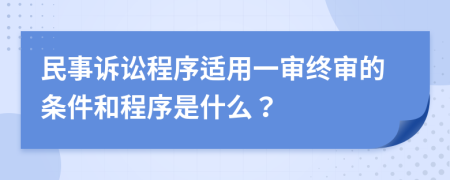 民事诉讼程序适用一审终审的条件和程序是什么？