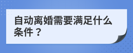 自动离婚需要满足什么条件？