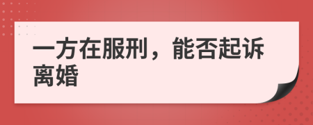 一方在服刑，能否起诉离婚