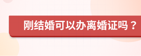 刚结婚可以办离婚证吗？